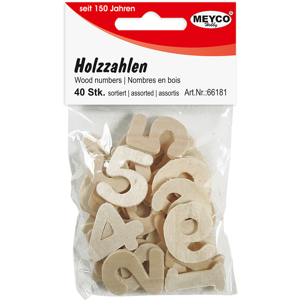 Hout cijfers 25mm, 40 stuks
