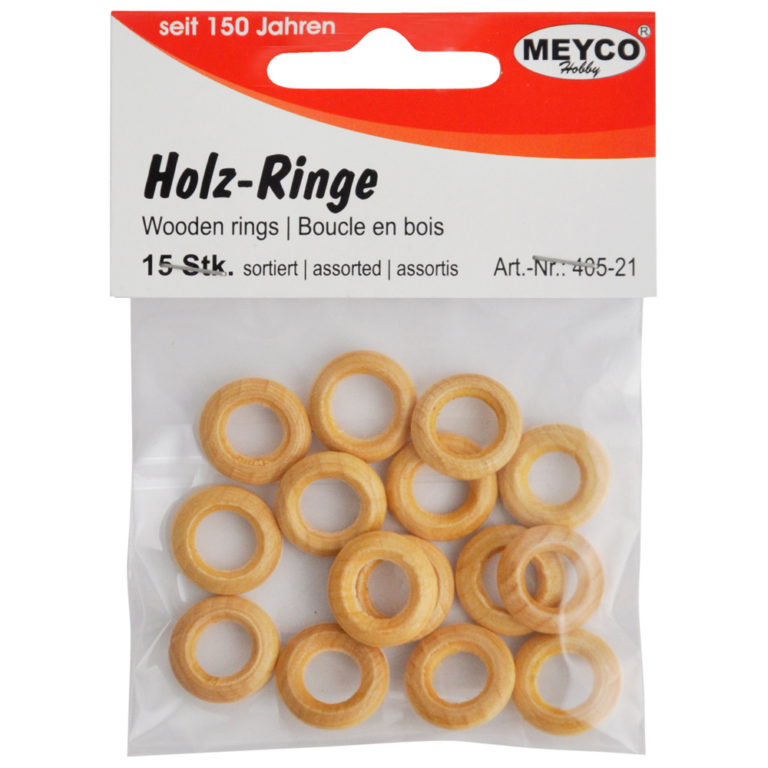 Hout ringen klein 16mm, 15 stuks