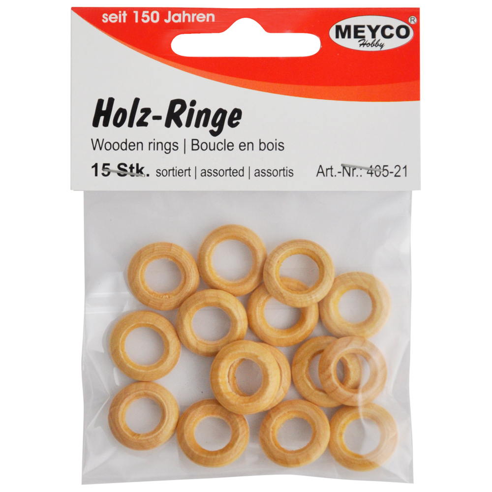 Hout ringen klein 16mm, 15 stuks