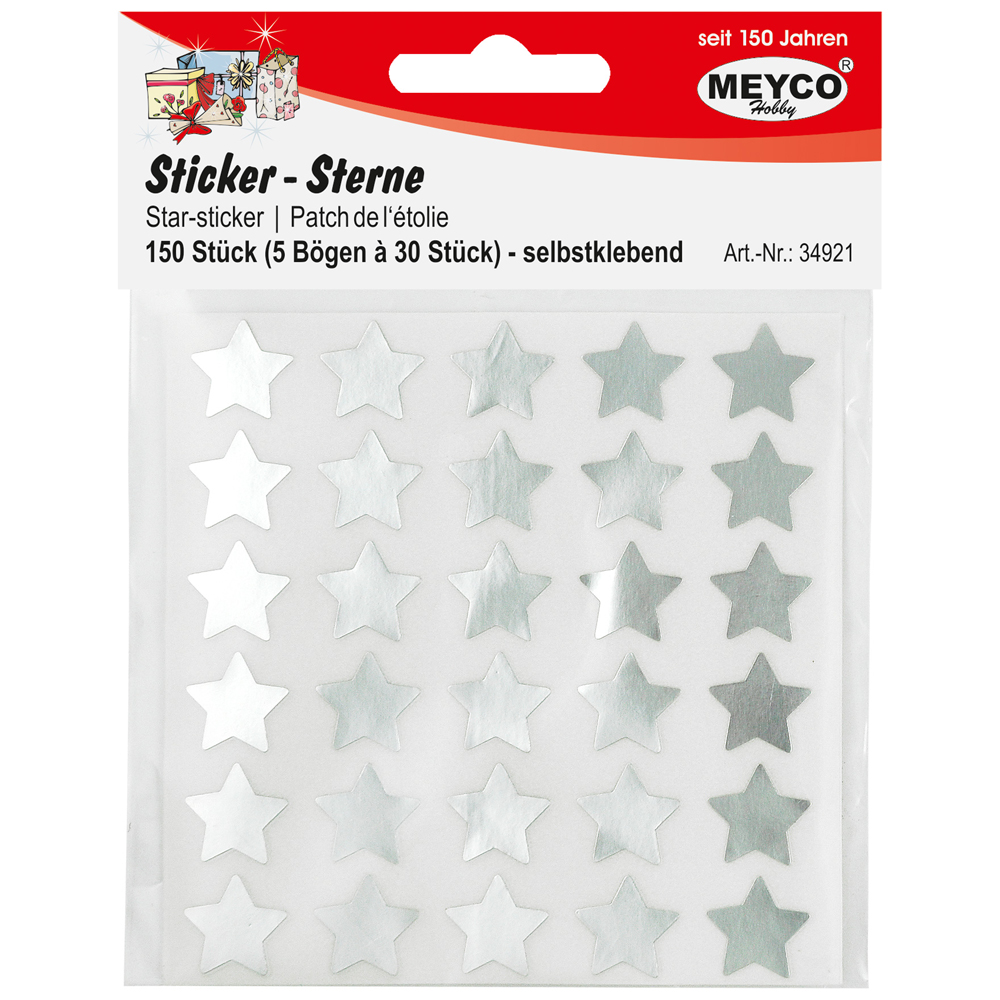 Stickertjes sterren zilver, 150 stuks