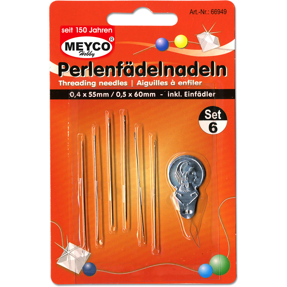 Kralenrijg naalden, 6 stuks