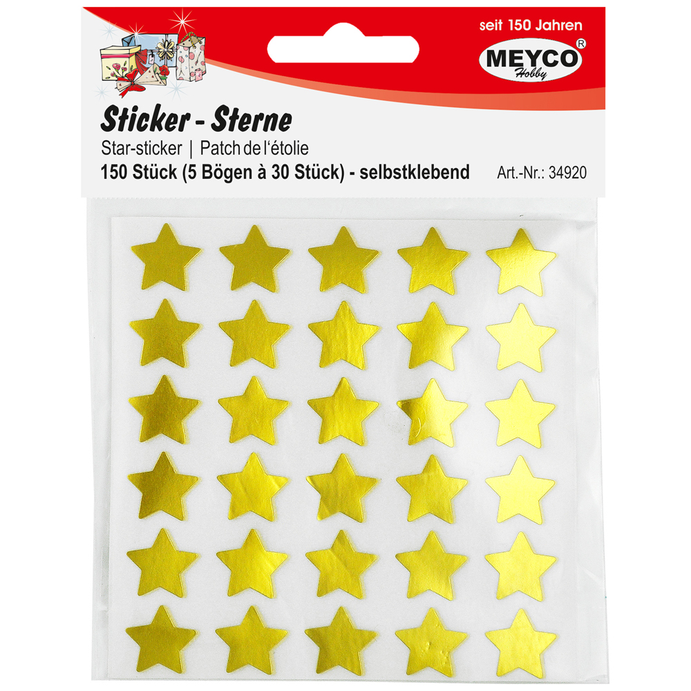 Stickertjes sterren goud, 150 stuks