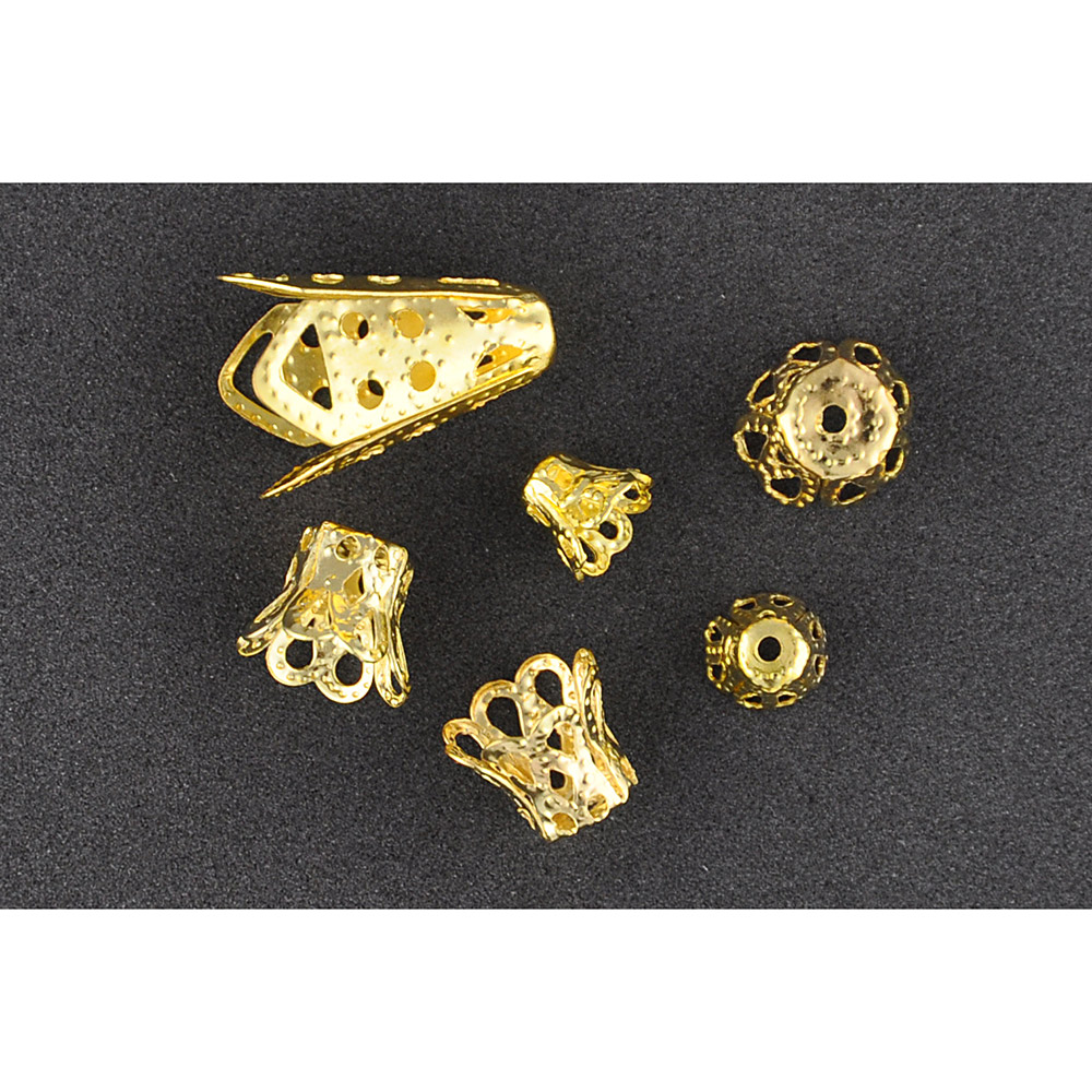 Pareldoppen goud 3 maten, 18 stuks