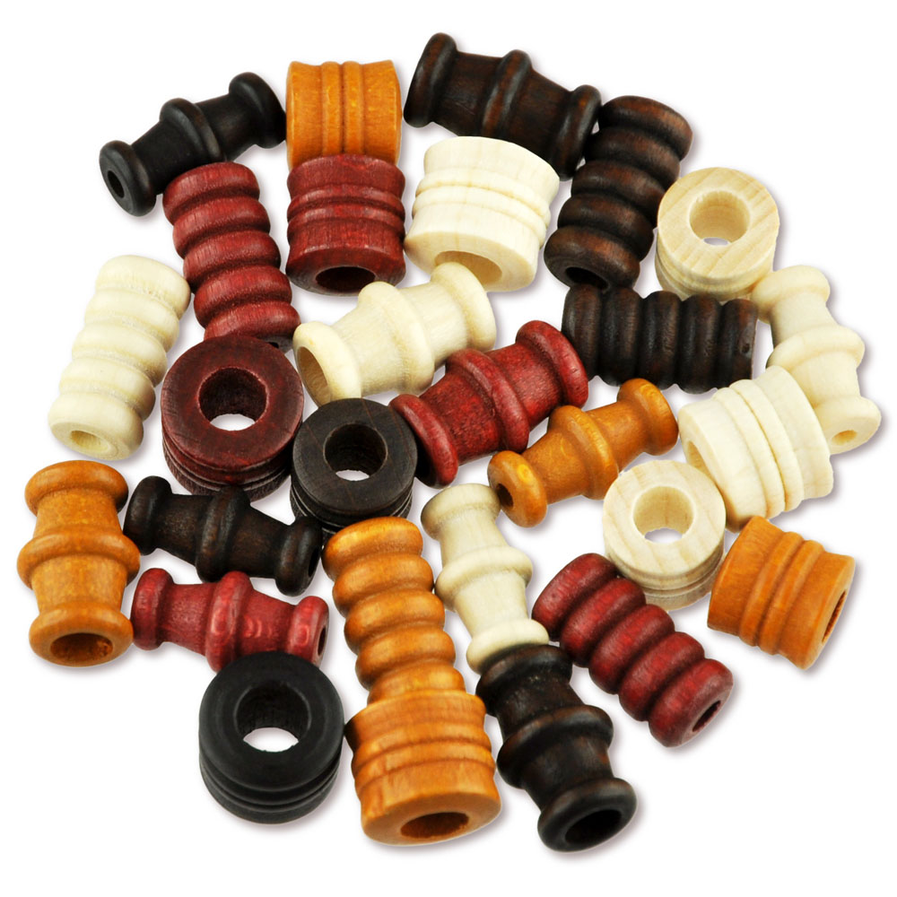 Hout kralen bruinmix, 28 stuks