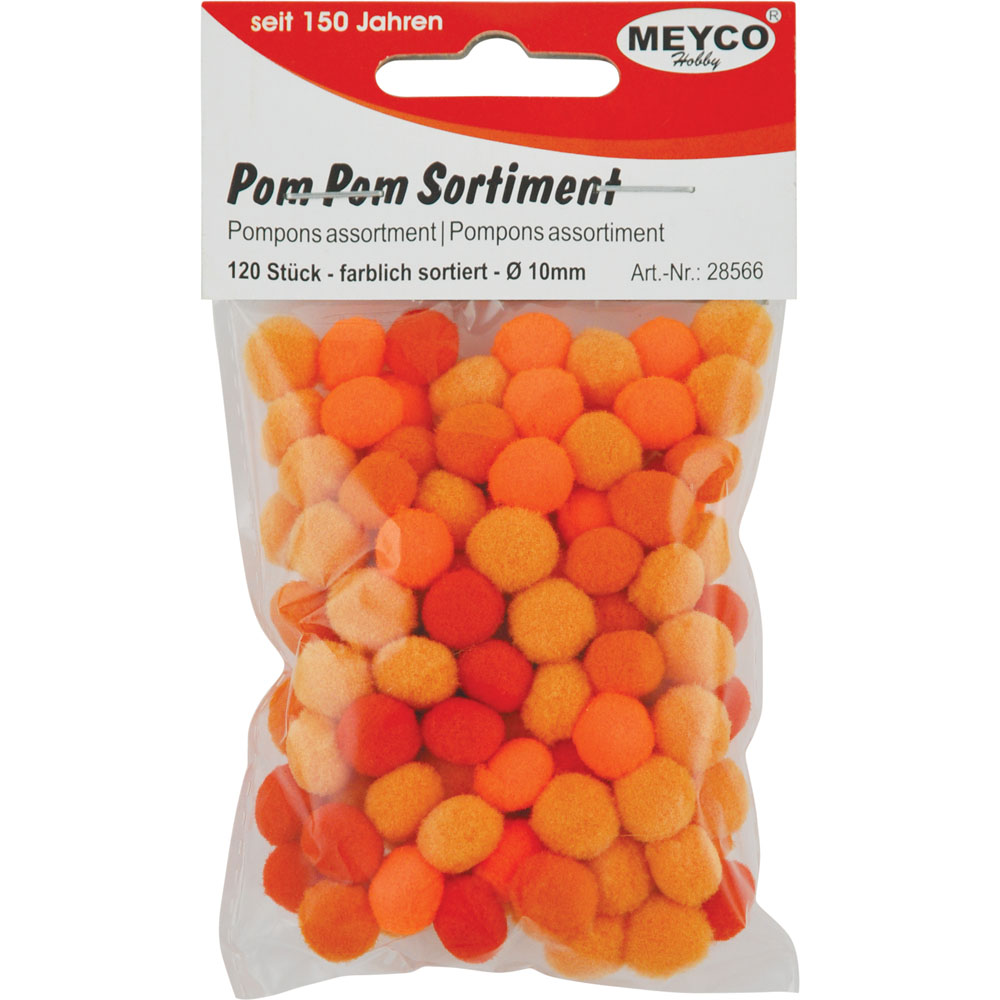 Pom-pom oranjemix 10mm, 120 stuks