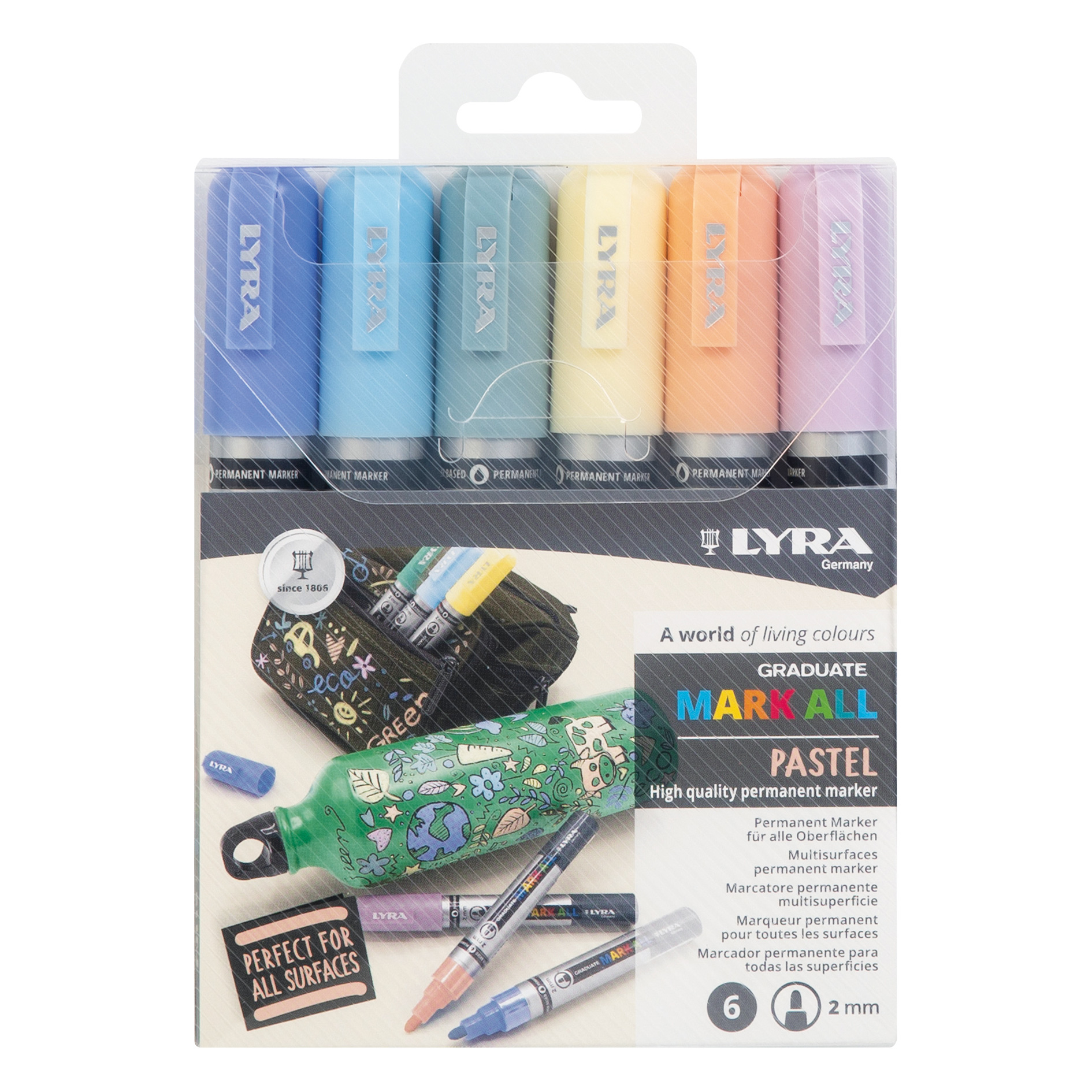 Lyra Pastel Markers 2mm 6 Stuk Set