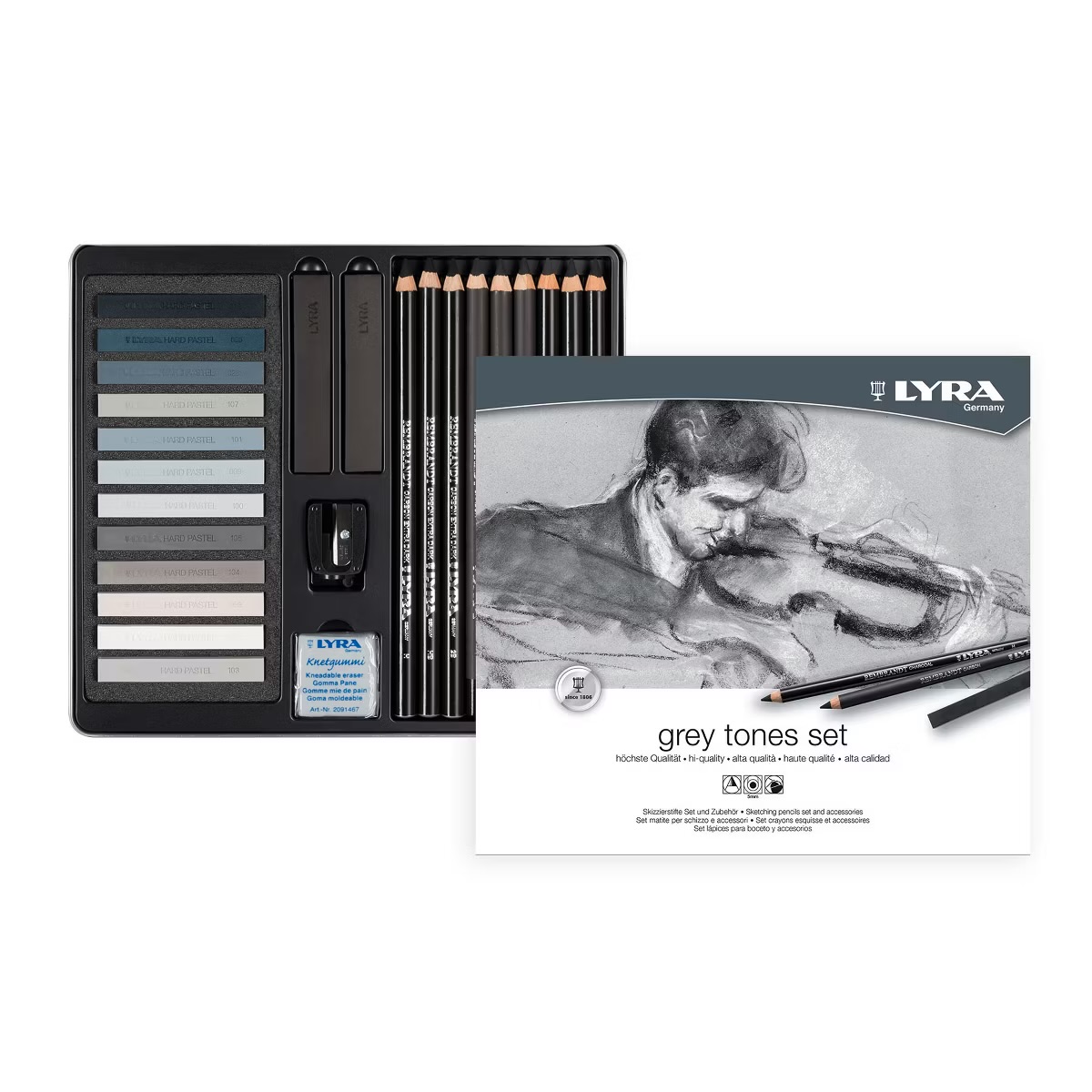 Grey Sketching 25pcs Metal Box kopen – Complete schetset voor kunstenaars en studenten