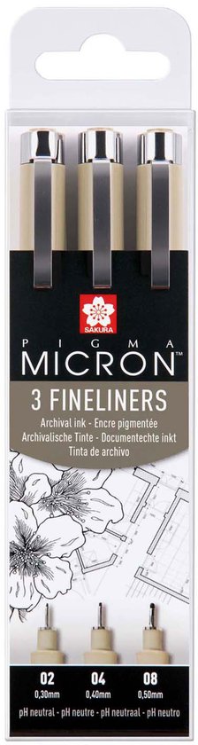 Sakura Pigma Micron Etui 3 Fineliners Zwart 02-04-08