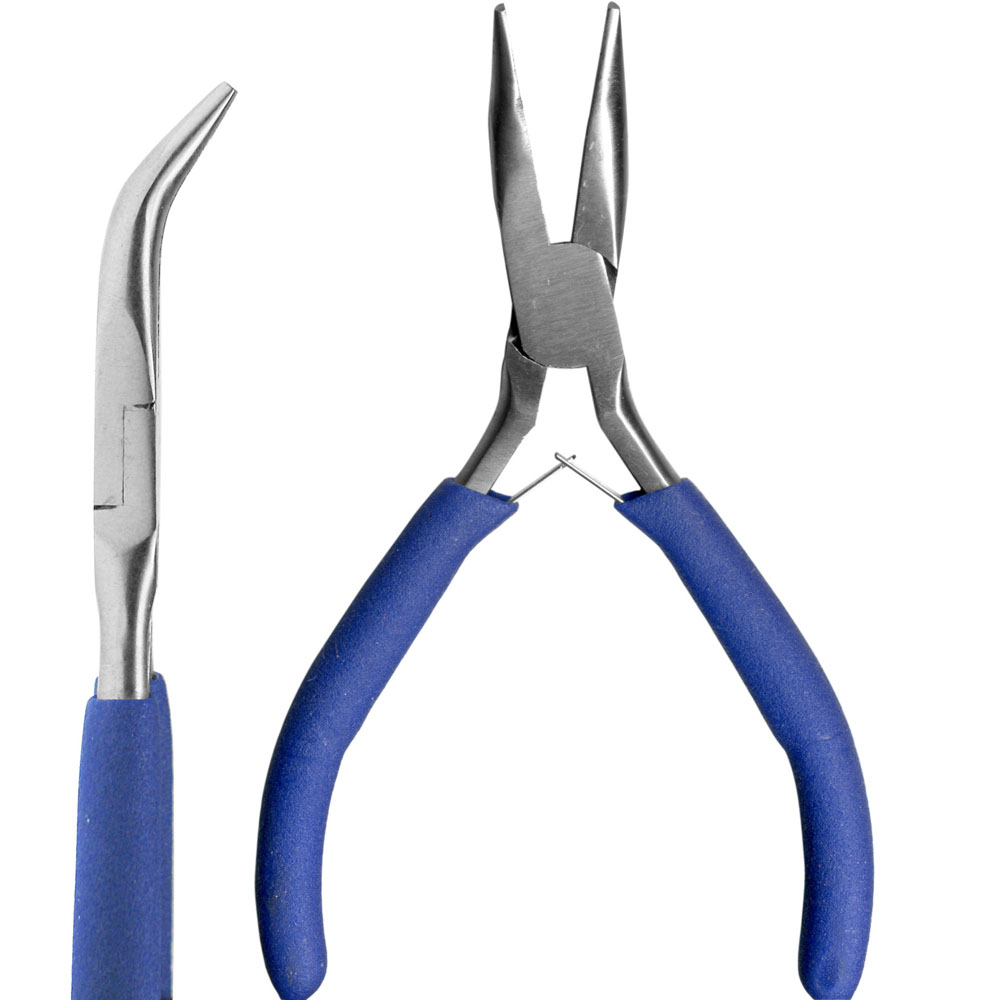 Minigereedschap, verchroomd, platbektang, gebogen