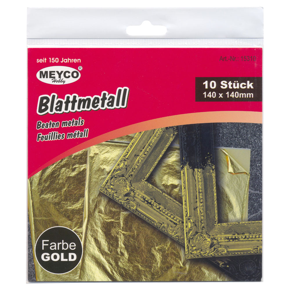 Bladmetaal, 140 x 140 mm, 10 stuks, goud