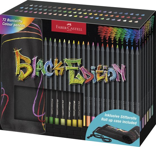 Kleurpotlood Faber-Castell Black Edition 72 stuks in roletui zwart