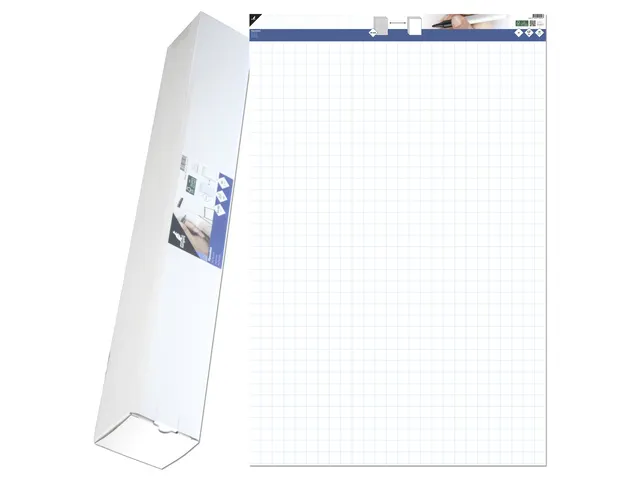 Flipoverpapier Kangaro blanco / ruit 65x100cm micro perforatie 50 vel opgerold in verzenddoos