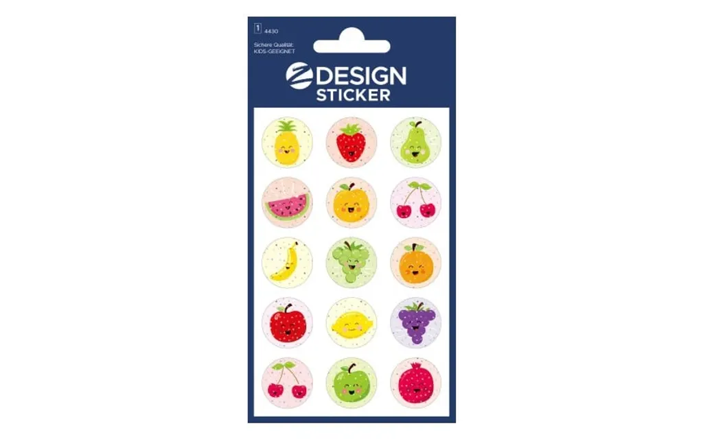 Glitter label Z-design Fruit smileys, pack of 1 sheet