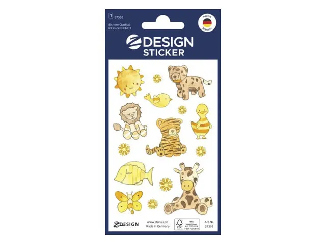 Paper label Z-design Toy animals, pack of 1 sheet