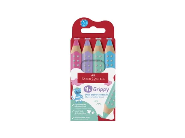 Kleurpotlood Faber-Castell Grippy XXL Jumbo kartonetui 4 stuks pastel