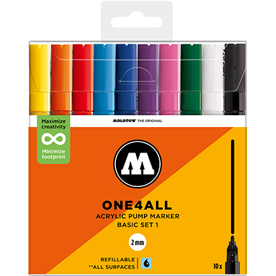 Molotow One4All 2mm Marker Basic Set 1 with 10 Markers