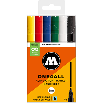 Molotow One4All 2mm Marker Basic Set 1 with 6 Markers