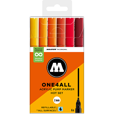 Molotow One4All 2mm Marker Hot Set with 6 Markers