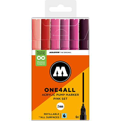 Molotow One4All 2mm Marker Pink Set with 6 Markers
