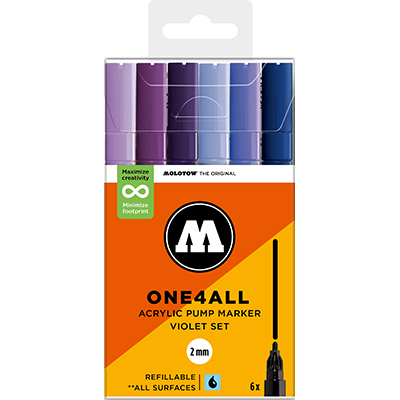 Molotow One4All 2mm Marker Violet Set with 6 Markers