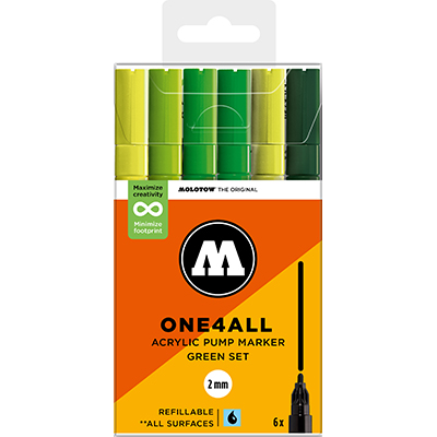 Molotow One4All 2mm Marker Green Set with 6 Markers