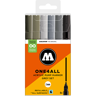 Molotow One4All 2mm Marker Grey Set with 6 Markers