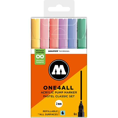 Molotow One4All 2mm Marker Pastel Classic Set with 6 Markers