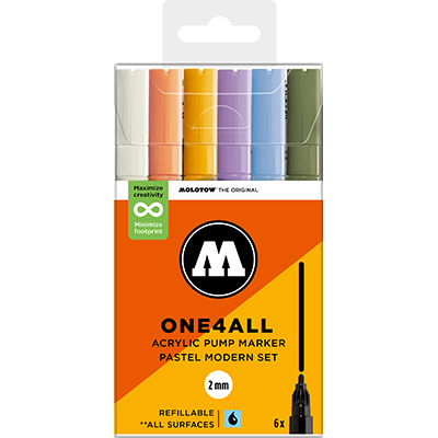 Molotow One4All 2mm Marker Pastel Modern Set with 6 Markers
