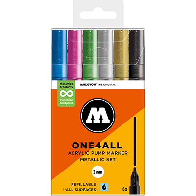 Molotow One4All 2mm Marker Metallic Set with 6 Markers