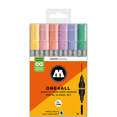Molotow One4All Twin Marker Pastel Classic Set with 6 Markers