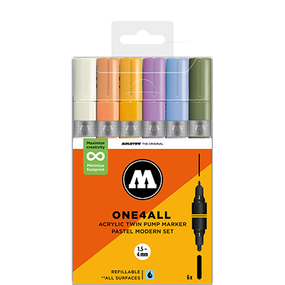 Molotow One4All Twin Marker Pastel Modern Set with 6 Markers