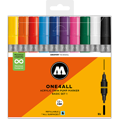 Molotow One4All Twin Marker Basic Set 1 with 10 Markers