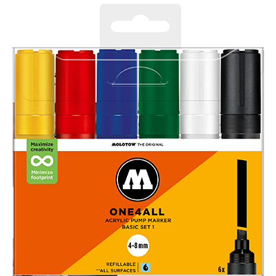 Molotow One4All 4–8mm Marker Basic Set – 6-delige Acrylmarker Set