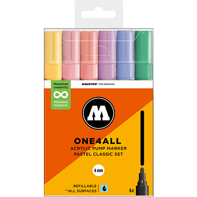 Molotow One4All 4mm Marker Pastel Classic Set – 6-delige acrylmarker set