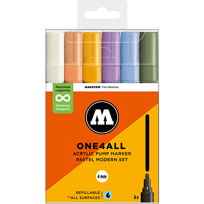 Molotow One4All 4mm Marker Pastel Modern Set – 6-delige acrylmarker set