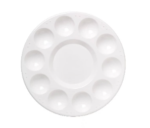 Kunststof schilderspalet rond, 17cm 10 vakjes