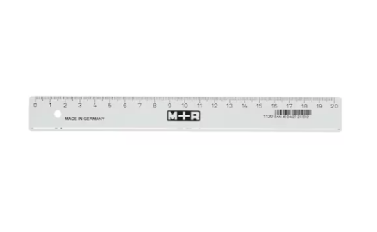 M+R liniaal  20cm plastic transparant