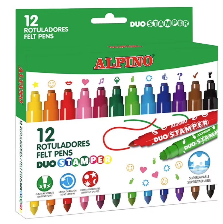 Alpino Duo Stamper viltstiften set van 12 stuks