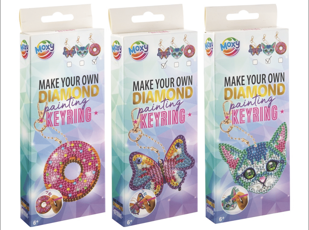 Moxy DIY Diamond Painting Sleutelring Poes/Donut/Vlinder