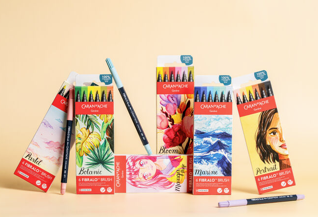 Caran d'Ache FIBRALO BRUSH Pens Thematic Sets 6pcs