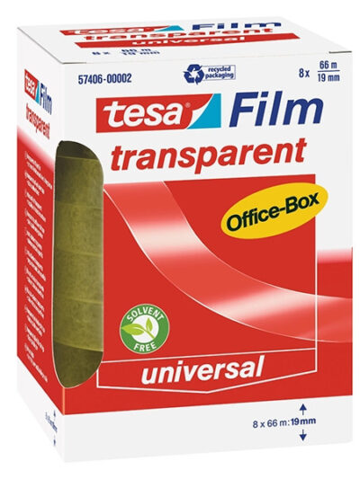 Plakband Tesa transparant 66 m x 19 mm doos 8 stuks