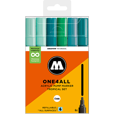 Molotow One4All 4mm Marker Tropical Set – 6-delige acrylmarker set