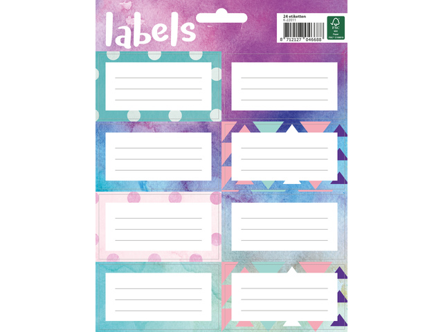 Boeketiket Waterpaint 7.5x5cm pak a 24 etiketten