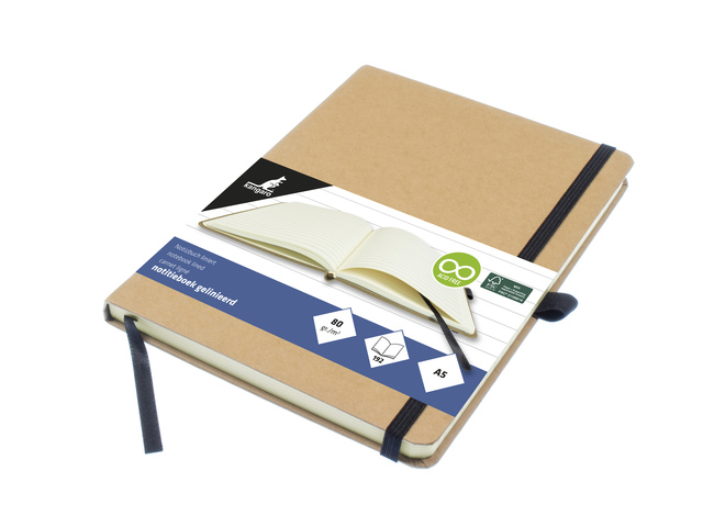 Notitieboek Kangaro A5 kraft lijn HC 96 vel 80 grams roomwi