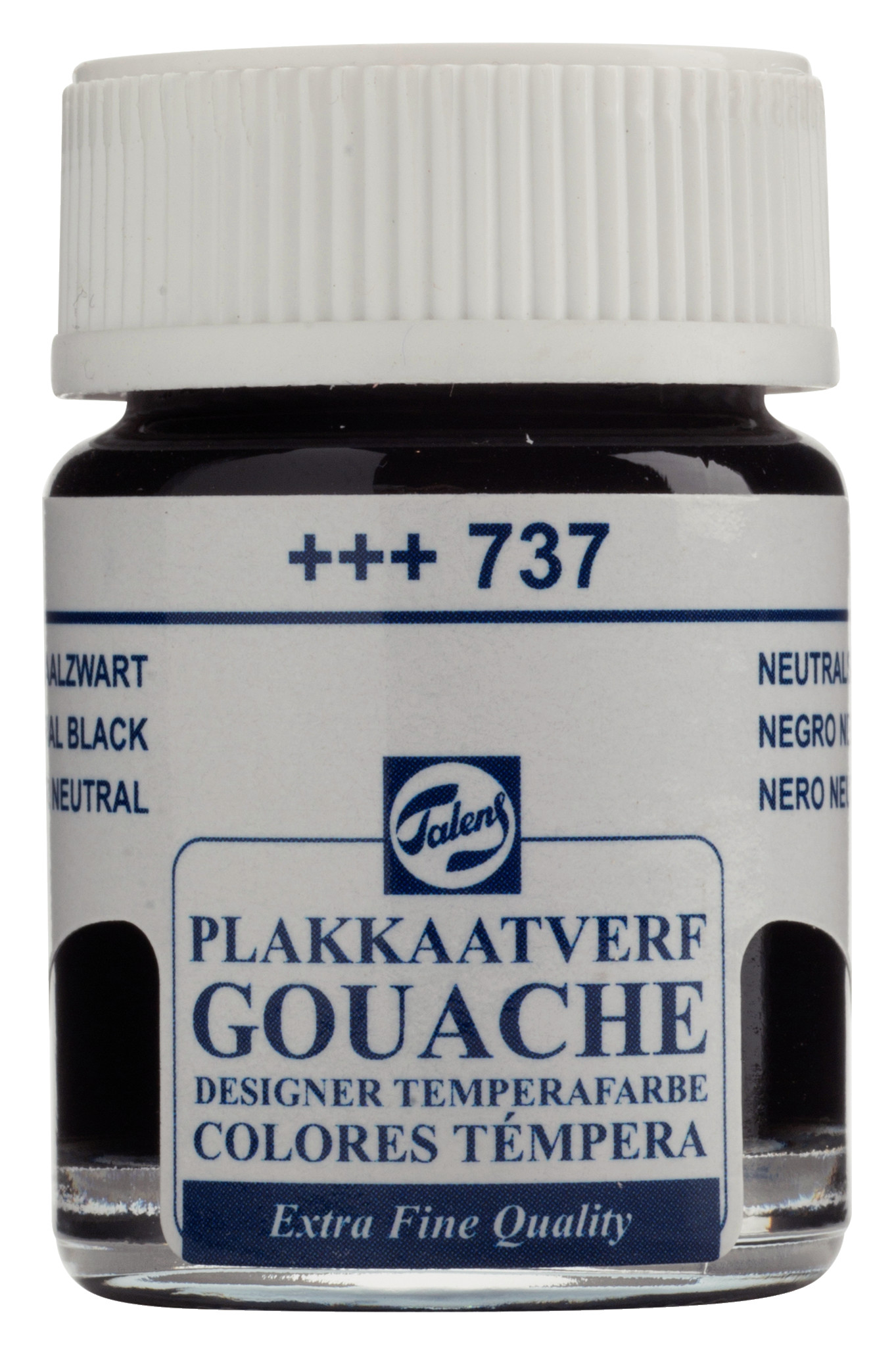 Talens Gouache Extra Fine Quality Fles 16 ml Neutraalzwart 737