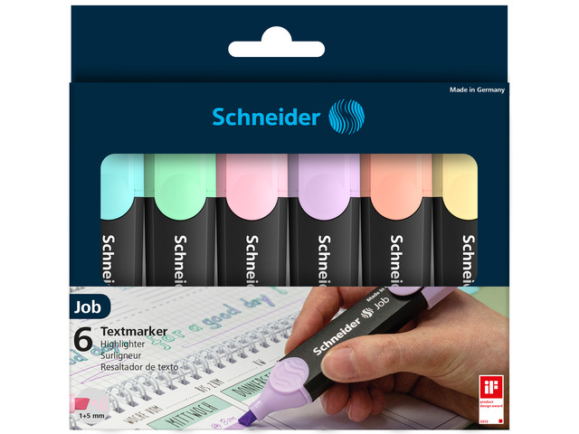 Tekstmarker Schneider Job pastel kleur ass. kartonetui a - S-115097
