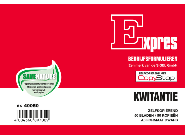 Kwitantieboekje Sigel Expres zelfkopierend A6 2x50 blad FSC