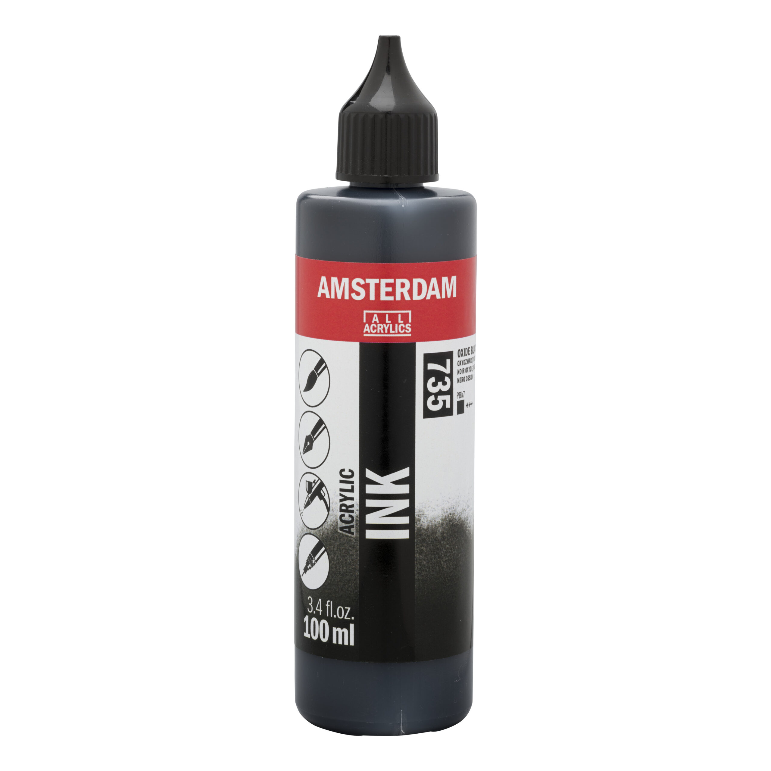 Amsterdam Acrylinkt Fles 100 ml Oxydzwart 735
