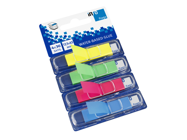 Info flags 12,5x43mm assorti blister à 4 kl.à 36st. - IN-7727-75
