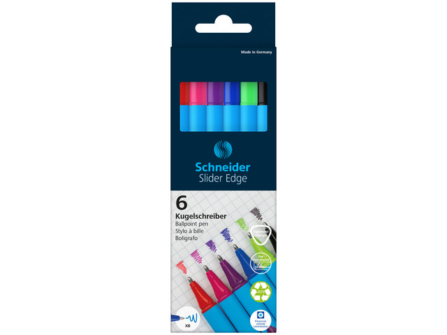 Balpen Schneider Slider Edge XB assorti etui a 6 stuks